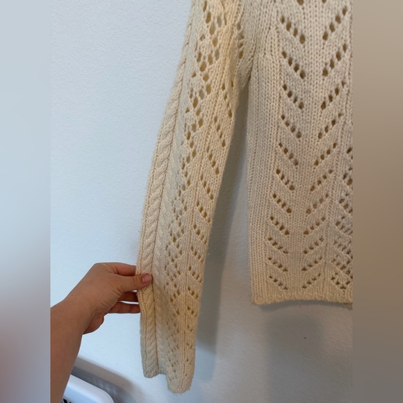 Abercrombie & Fitch Y2K sweater Lambswool cream cable knit sweater medium - Picture 6 of 7